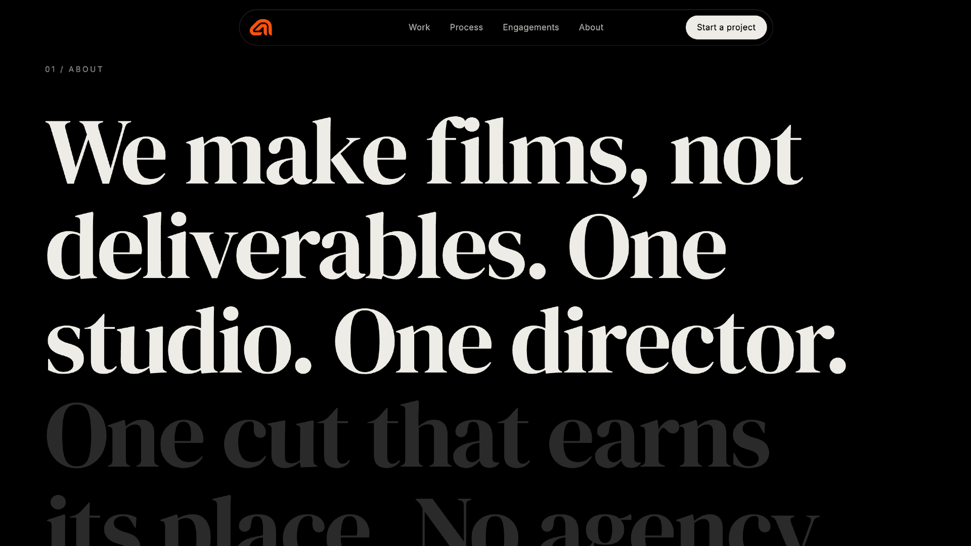 Every image on the site is a still from something they actually shot. No stock photos anywhere.